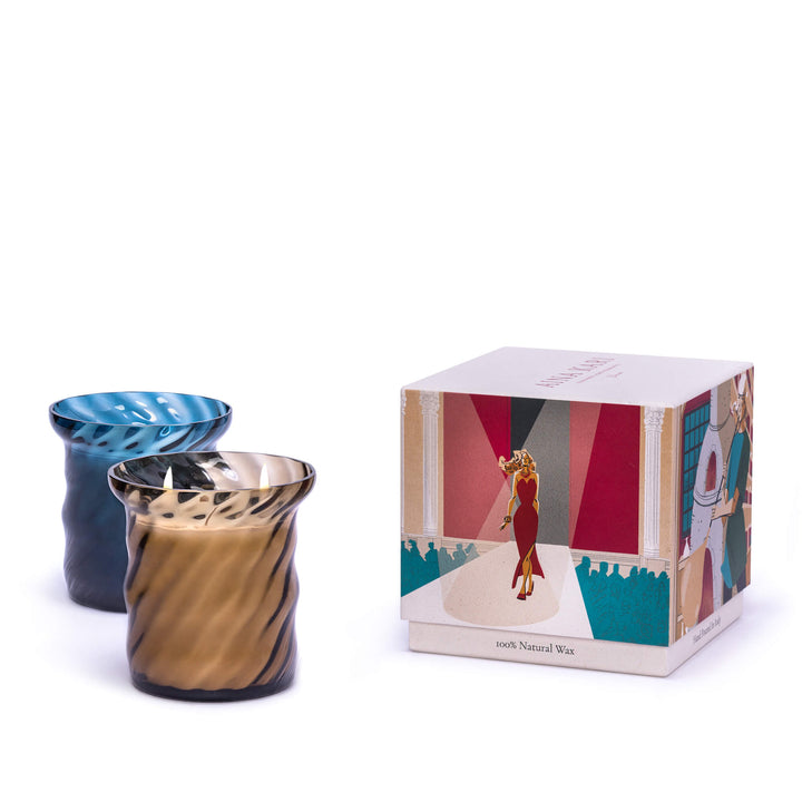 Blue  and gold 2 wicks luxury candle