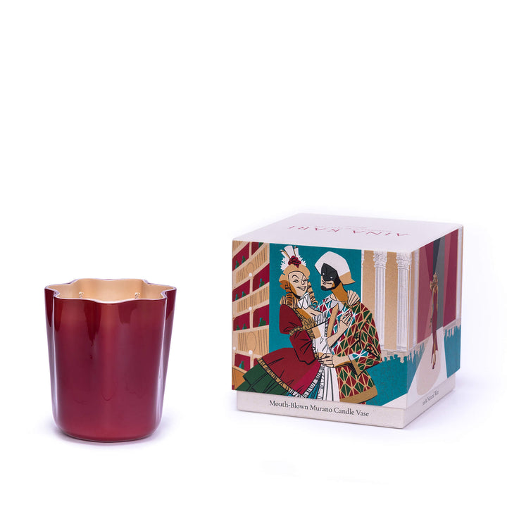 2 wicks Red Gold Murano  luxury vase candle premium wax Christmas gift